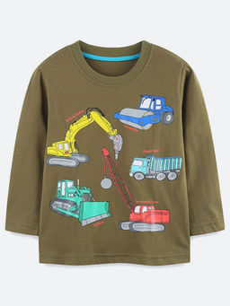 Oh Rare - Olive Printed Regular Fit T-Shirt