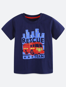 Oh Rare - Blue Printed Regular Fit T-Shirt