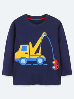 Oh Rare - Navy Blue Printed Regular Fit T-Shirt