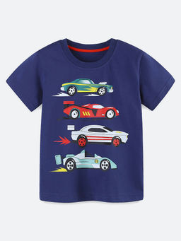 Oh Rare - Navy Blue Printed Regular Fit T-Shirt