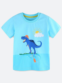 Oh Rare - Blue Printed Regular Fit T-Shirt