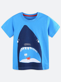 Oh Rare - Blue Printed Regular Fit T-Shirt