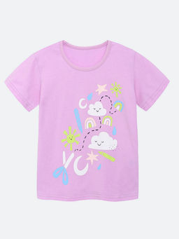 Oh Rare - Purple Printed Regular Fit T-Shirt