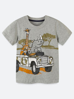 Oh Rare - Grey Printed Regular Fit T-Shirt