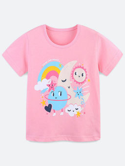 Oh Rare - Pink Printed Regular Fit T-Shirt