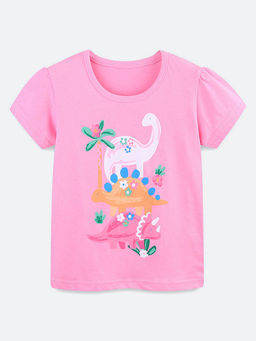 Oh Rare - Pink Printed Regular Fit T-Shirt