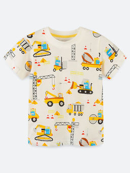 Oh Rare - Beige Printed Regular Fit T-Shirt