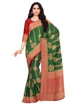 Mimosa - Green Floral Embellished Saree With Unstitched Blouse