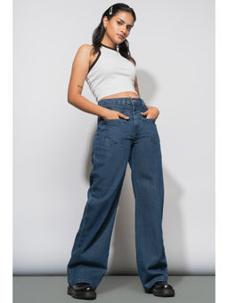 FREAKINS - Blue Reverse Straight Jeans