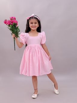 LITTLE GINNIE - Pink Checks A-line Dress