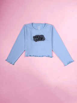 KiddoPanti - Blue Self Design Regular T-shirt