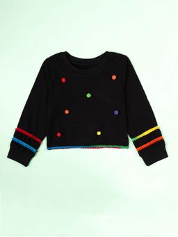 KiddoPanti - Black Self Design Regular T-shirt