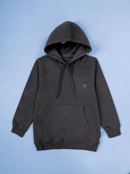 KiddoPanti - Grey Solid Regular Hoodie