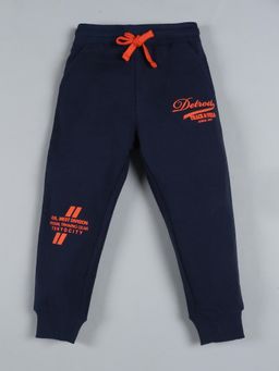 PLUM TREE - Navy Blue Printed Regular Joggers