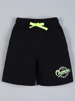 PLUM TREE - Black Solid Regular Shorts