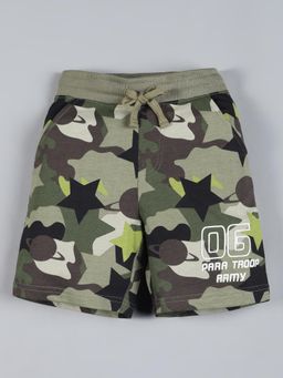 PLUM TREE - Green Camouflage Regular Shorts