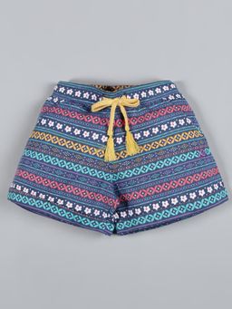 PLUM TREE - Navy Blue Printed Regular Shorts