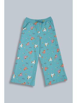 PLUM TREE - Teal Printed Regular Trouser