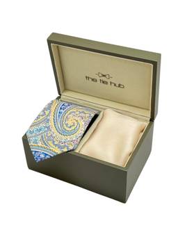 The Tie Hub - Men Multi-Color Silk Paisley Necktie & Pocket Square Gift Set