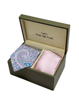 The Tie Hub - Men Multi-Color Silk Paisley Necktie & Pocket Square Gift Set