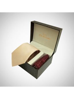 The Tie Hub - Men Gold Microfibre Polka Dots Necktie & Pocket Square Gift Set