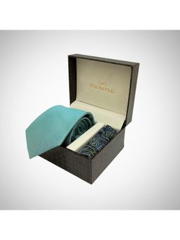 The Tie Hub - Men Green Microfibre Paisley Necktie & Pocket Square Gift Set