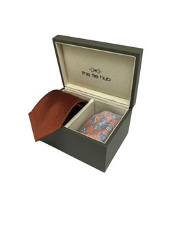The Tie Hub - Men Rust Silk Necktie & Pocket Square Gift Set