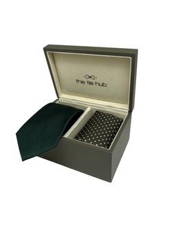 The Tie Hub - Men Green Silk Polka Dots Necktie & Pocket Square Gift Set