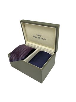The Tie Hub - Men Maroon Silk Embroidered Necktie & Pocket Square Gift Set