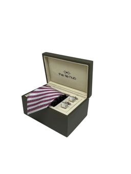 The Tie Hub - Men Multi-Color Silk Stripes Necktie & Pair Of Cufflink Gift Set