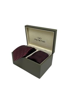 The Tie Hub - Men Maroon Silk Paisley Necktie & Pocket Square Gift Set