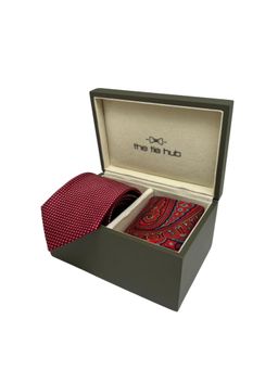 The Tie Hub - Men Maroon Silk Paisley Necktie & Pocket Square Gift Set