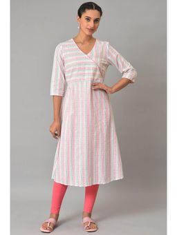 Aurelia - Multi-Colour Striped Printed A-Line Cotton Angrakha Kurta