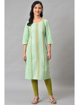 Aurelia - Green Printed Straight Cotton Kurta