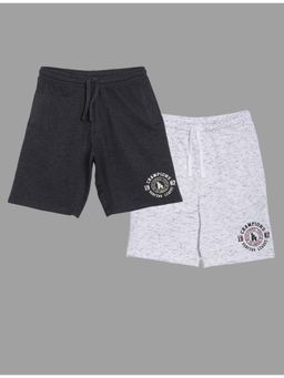 3PIN - Trendy Boys Elasticated Shorts With Drawstring Grey & White (Pack of 2)