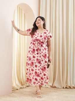 Miss Chase - Women Plus Size Multi-Color Floral Printed Dress