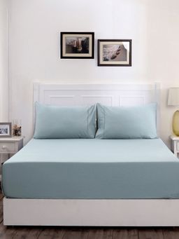 Maspar - Colorart Slumber Solid 200 Tc Cotton Winter Sky Single Bed Sheet With 1 Pillow Cover