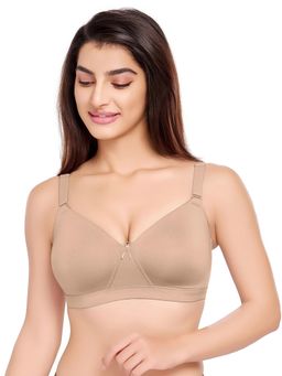 Juliet - Womens Soft Foam Padded Full Coverage Polyamide Spandex Bra Beige