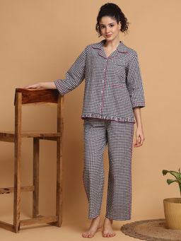 BLANC9 - Black And White Checkered Shirt With Pyjama