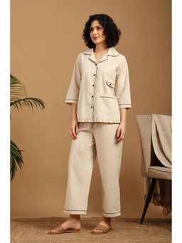 BLANC9 - Beige Classic Shirt With Pyjama