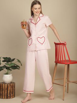 BLANC9 - Heart Pink Check Shirt With Pyjama