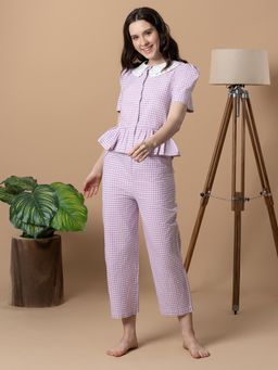 BLANC9 - Lilac Checkered Top With Pyjama