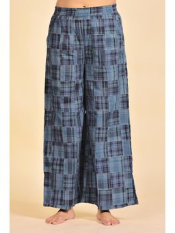 The Kaftan Company - Blue Cotton Patchwork Home Lounge Pants