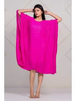 The Kaftan Company - Magenta Pink Pleated Georgette Kaftan