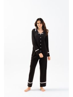 HOUSE OF COMFORT - Women Lycra Shirt And Pyjamas Black
