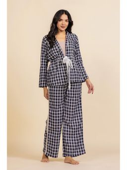 The Kaftan Company - Navy And White Gingham Check Cotton