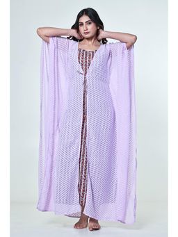 The Kaftan Company - Lavender Textured Georgette Kaftan Gown With Cotton Inner