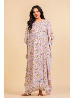 The Kaftan Company - Peach Floral Print Viscose Maternity Kaftan