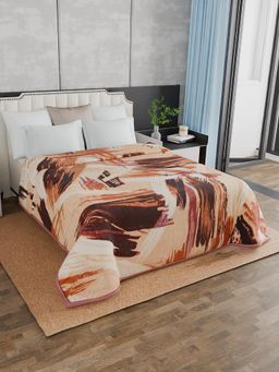 Threadwear - Floral 400TC Cotton Brown Flat Bedsheet With 2 Pillow Covers (Single)