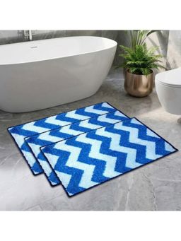 Athom Living - Blue Easy Home Designer Soft Anti Slip Bath Mats (Pack Of 3) (M)